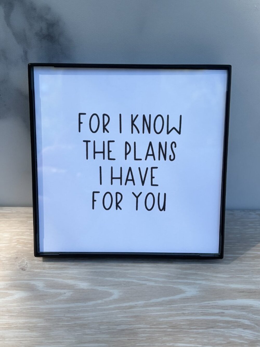 For I Know The Plans Glass Front Frame 4x4 Black White Modern Tiered Tray Desk